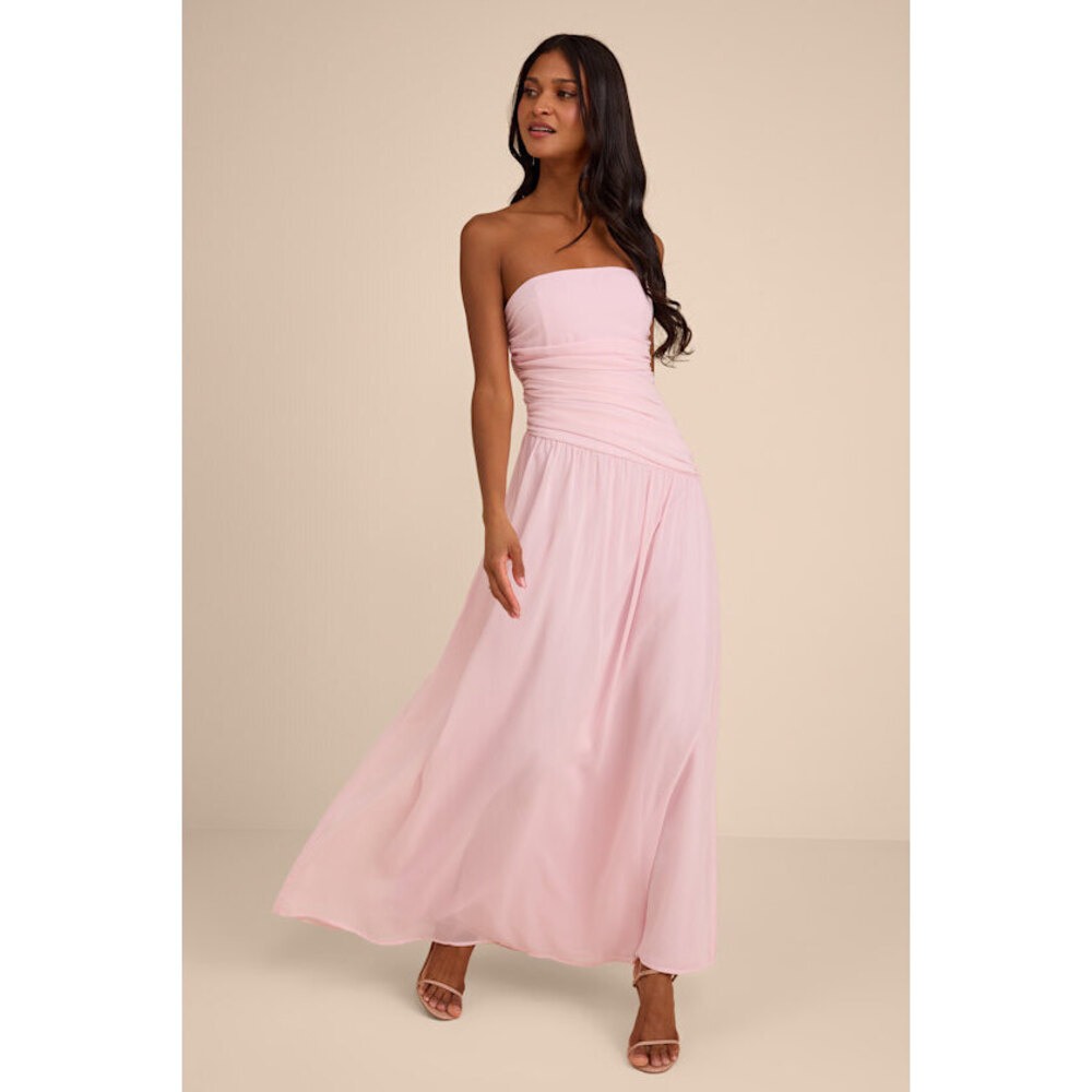 Lulus Florian Blush Pink Drop Waist Maxi Dress - Size M